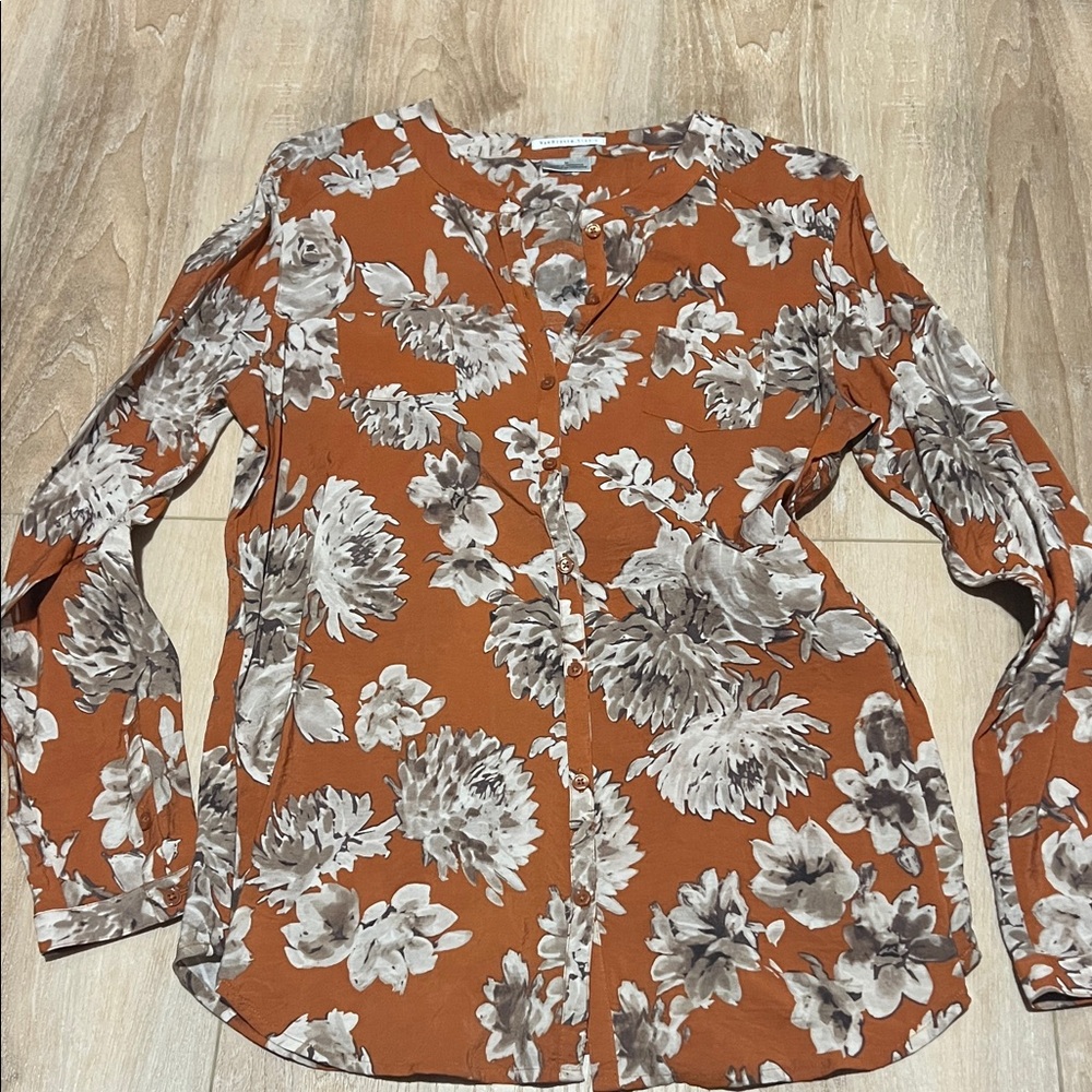 Van Heusen Orange Floral Button-Down Shirt